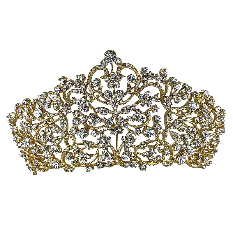 Patrina Floral Crystal Gold Tiara