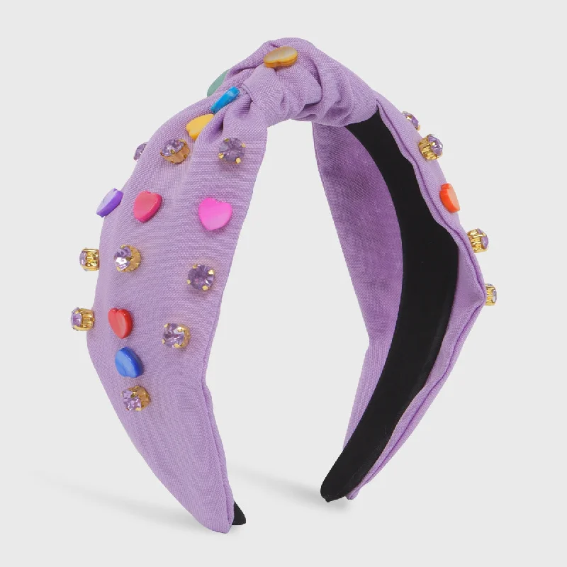 Wholesale Valentine's Day Creative Colorful Heart Diamond Knotted Fabric Multicolor Headband