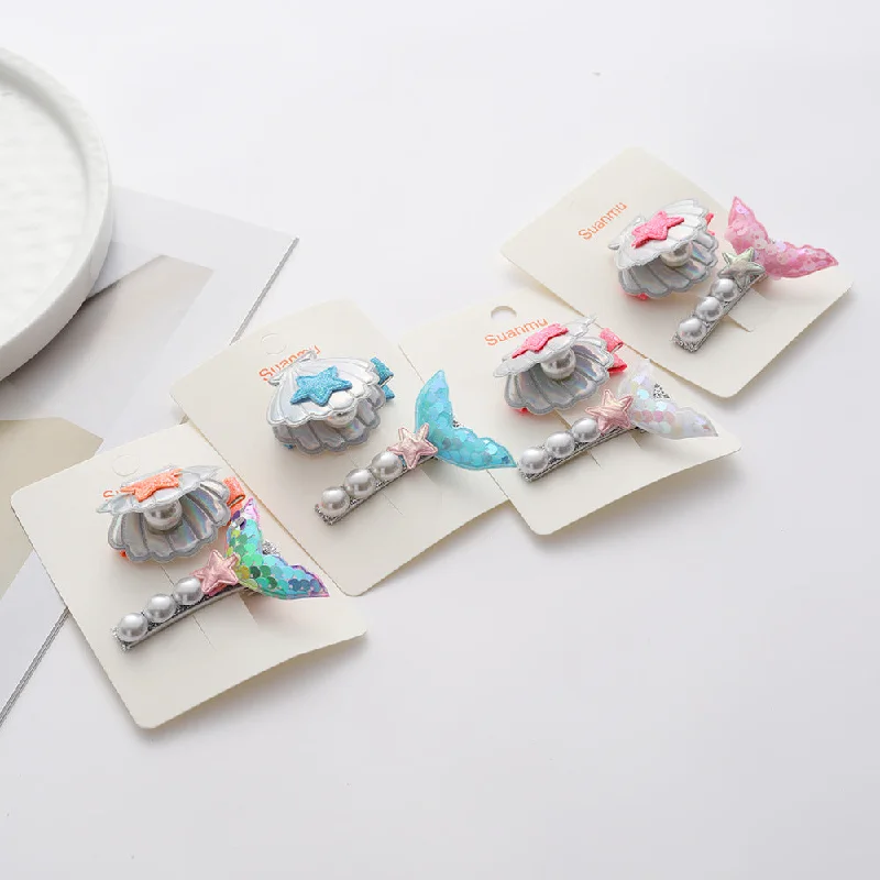 Wholesale Seashell Pearl Fabric Hair Clips