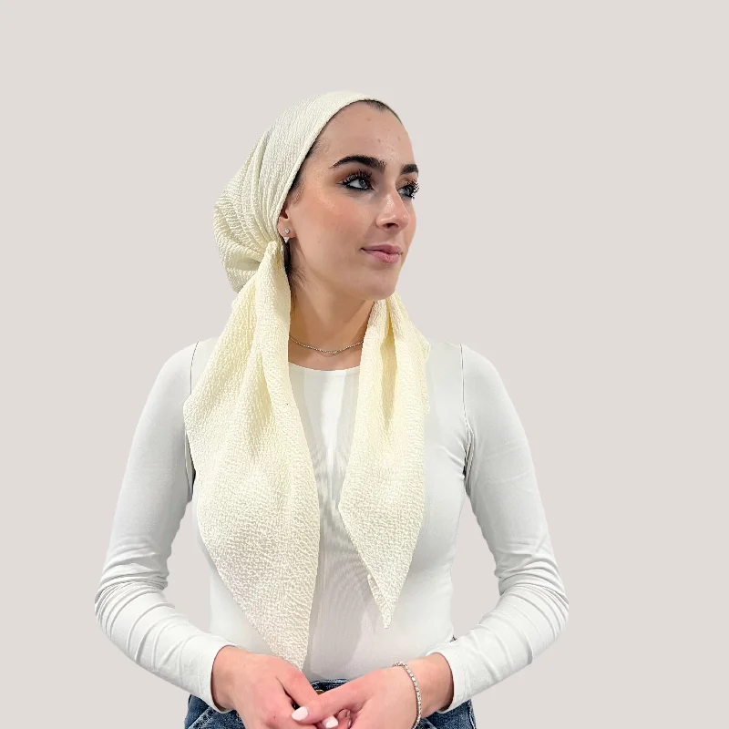 Cream Crinkle Pre-Tied Scarf