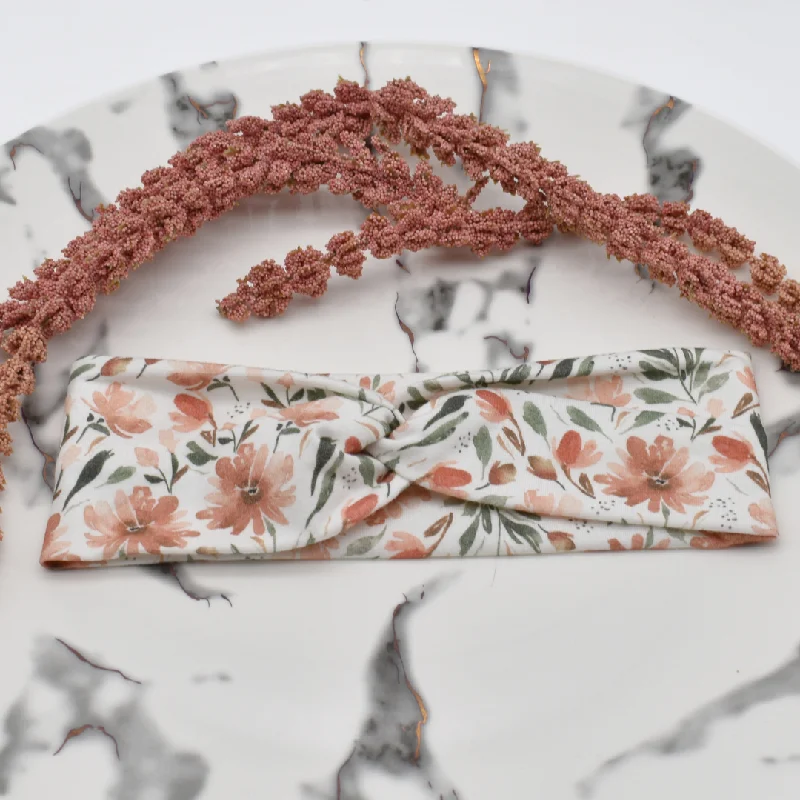 Neutral floral full headband