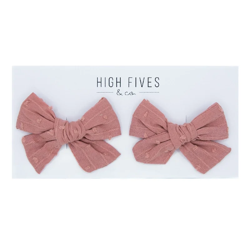 Swiss Dot Bow Clips - Piggy Set