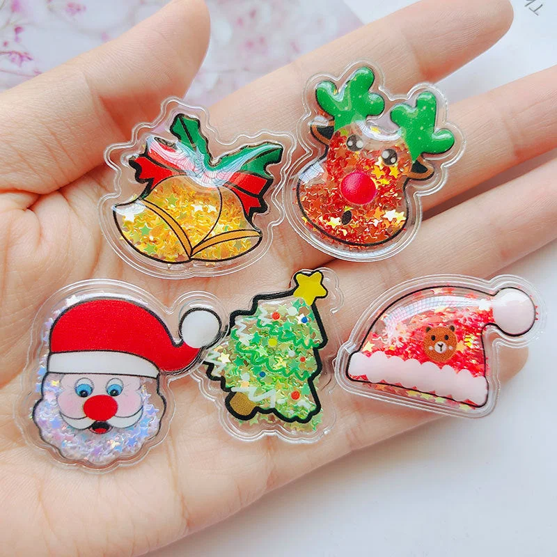 Wholesale PVC Quicksand Christmas Children's Hair Clips DIY Accessories