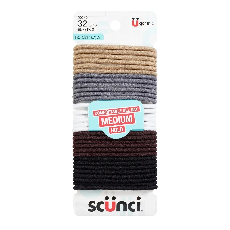 Scunci No Damage Comfortable All Day Medium Hold Elastics 32pcs