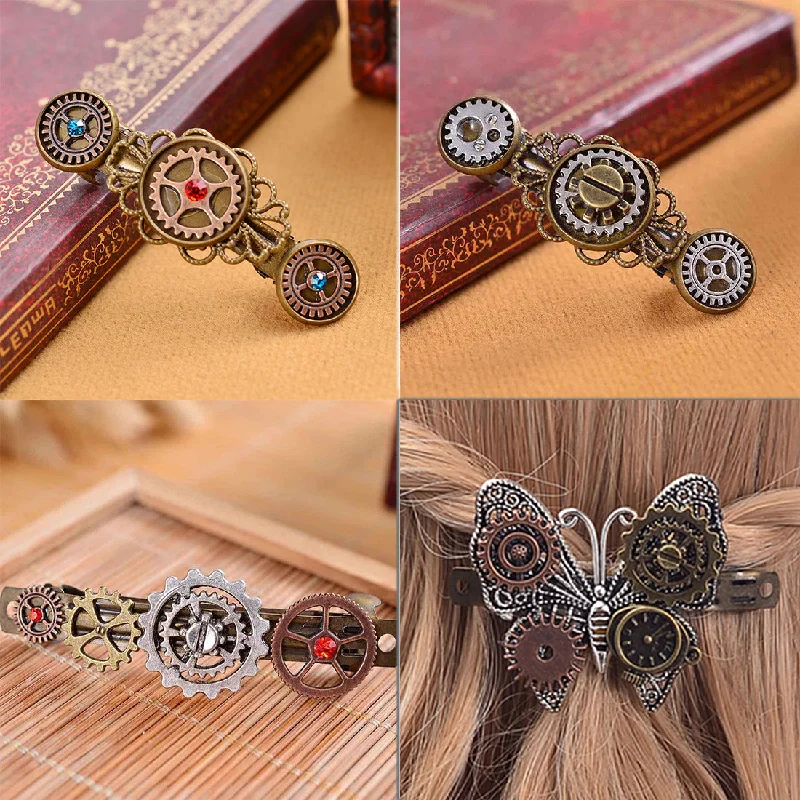 Wholesale Steampunk Gear Alloy Spring Clip Hairpin