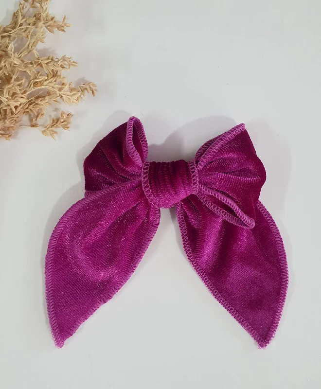 Velvet Knot Bow Alligator Hair Clip - Dark Pink