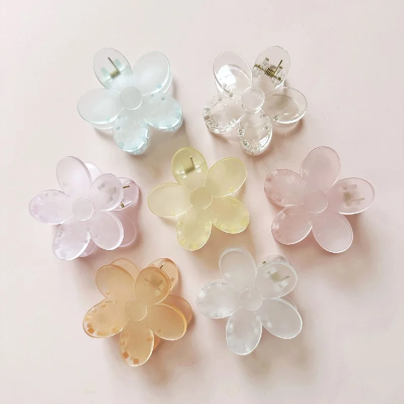 Medium Frosted Pastel Spring Flower Hair Claw Clips