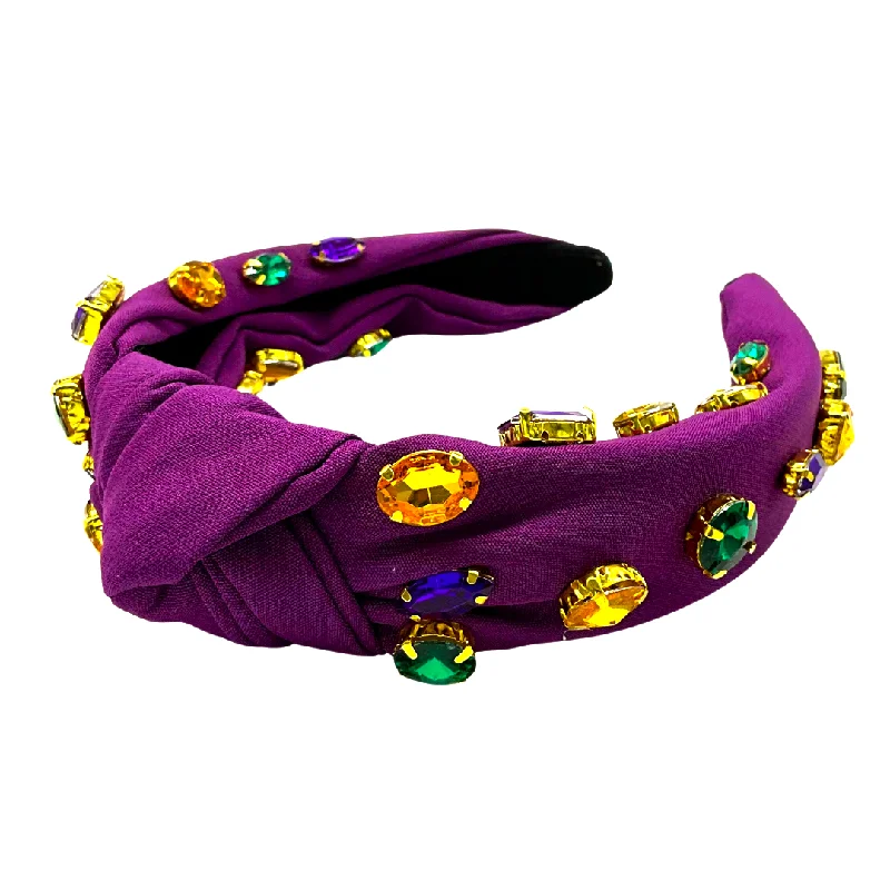 Purple Knot Mardi Gras Rhinestone Headband (Each)