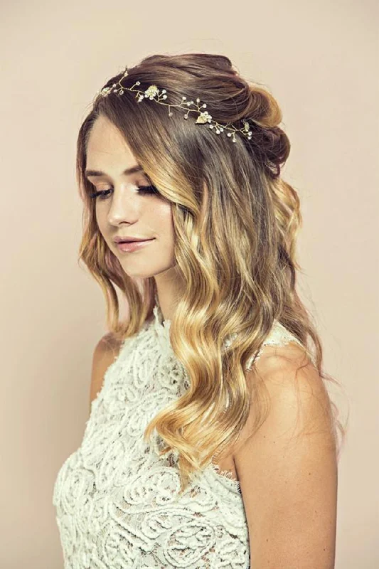 Clara Golden Vine Crystal Hair Crown