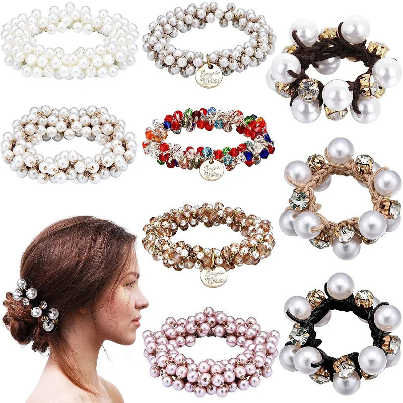 Wholesale Crystal Pearl Resin Hair Scrunchies