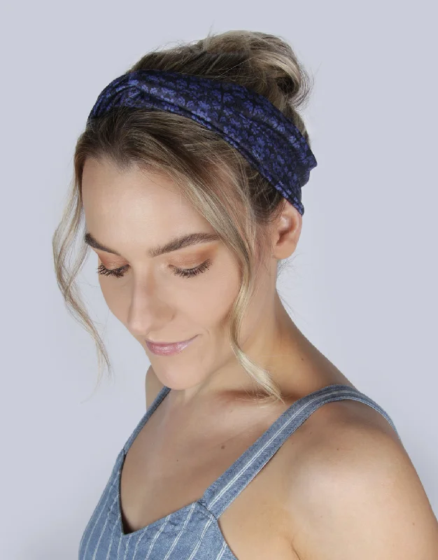 Blue Brocade - Classic Twist Headwrap