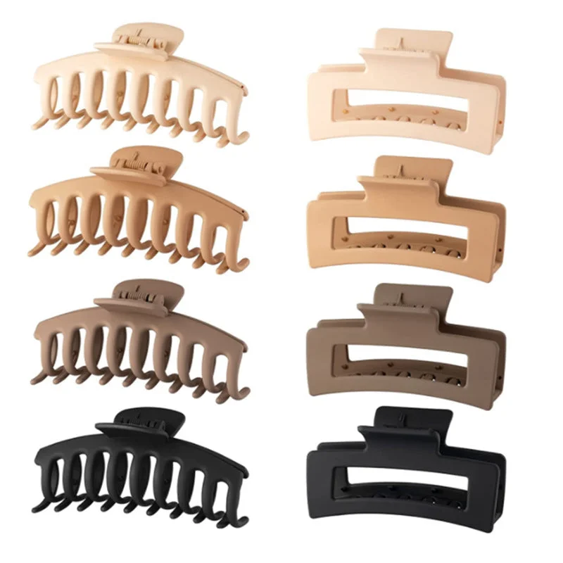 Wholesale Large Size Set of Simple Frosted Keel Shiny Plastic Hair Clips