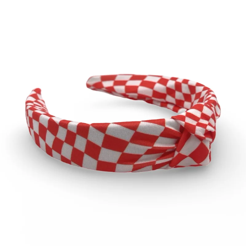 Red Ribbon Check Hard Headband