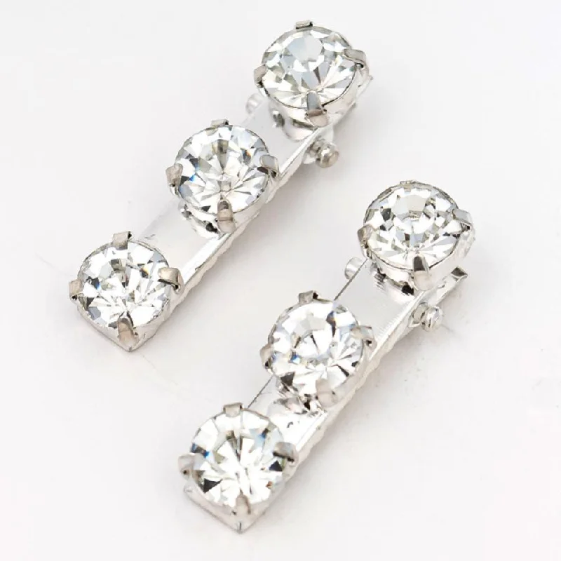 Set of 2 Crystal Hair Pins - Silver