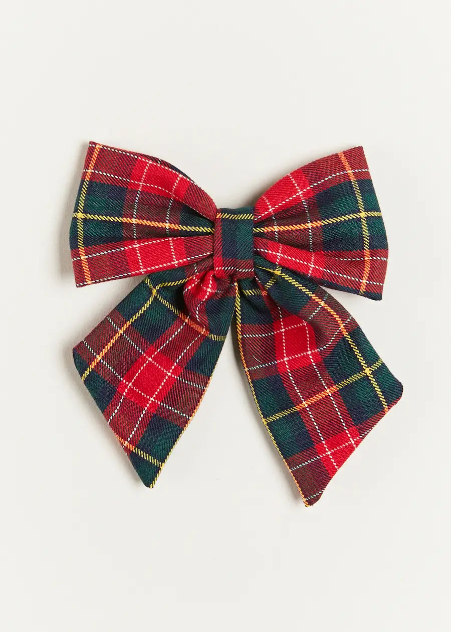 Belgravia Tartan Long Bow Clip in Red