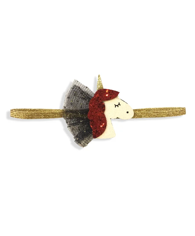 Giltter Unicorn Headband- Red