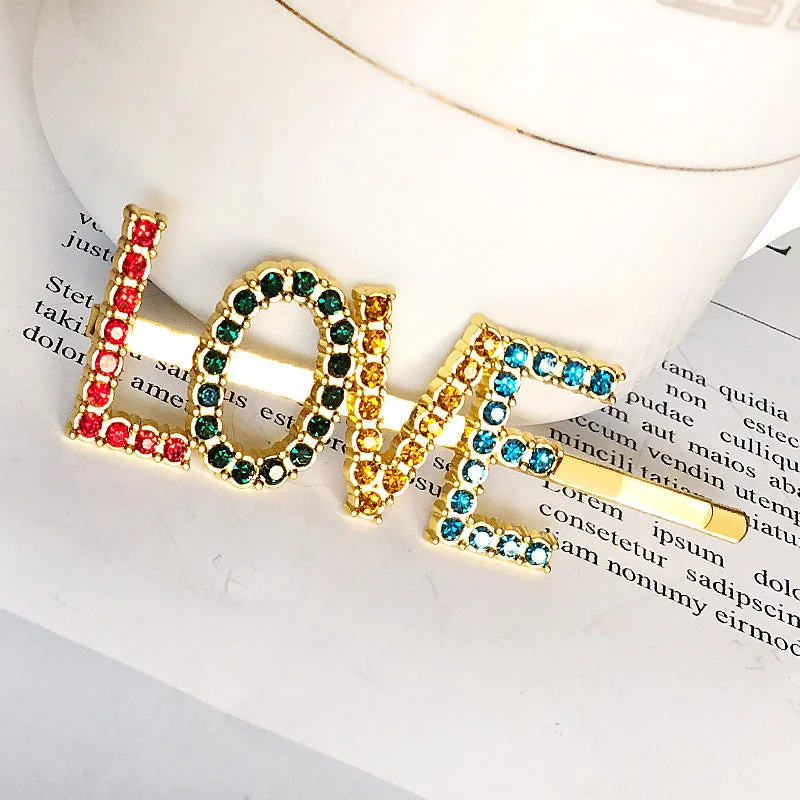 Wholesale Alphabet Gold Barrette Set