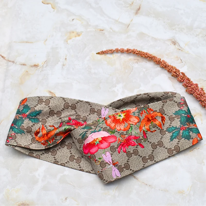 Designer floral silk headband