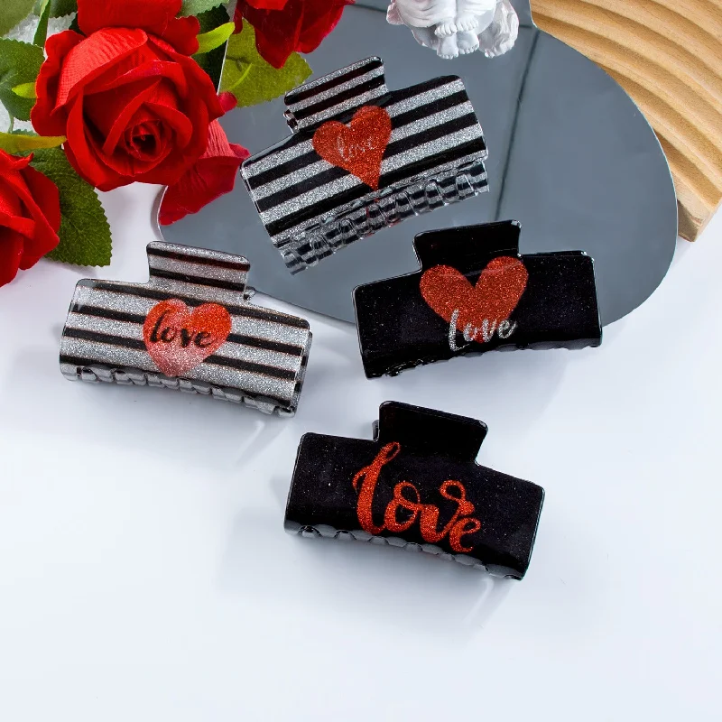 Wholesale PVC 8cm Valentine's Day Hair Clips