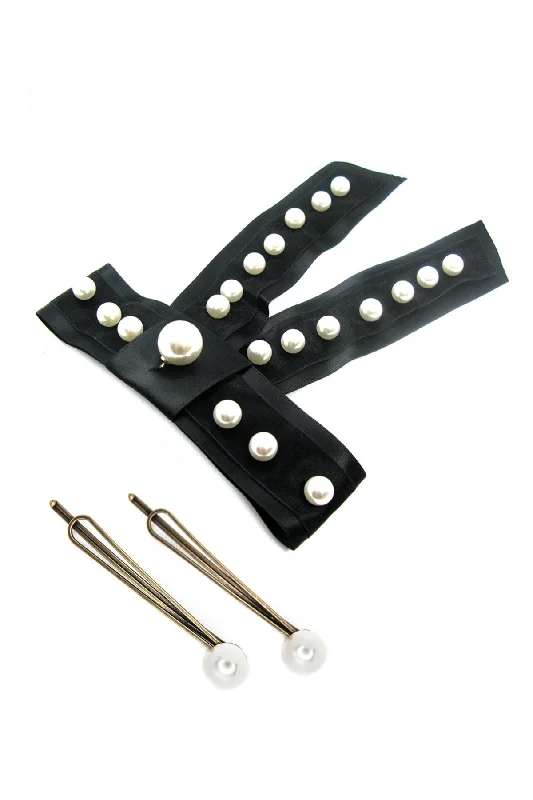 Pearl Bow Barrette Bobby Pins set