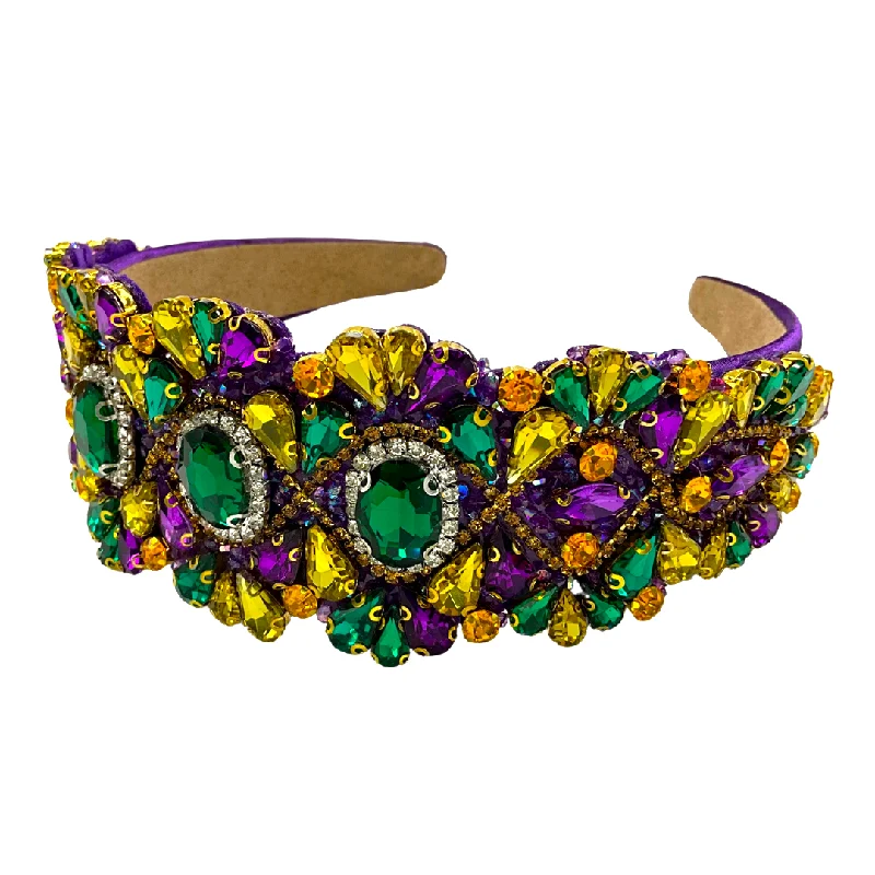 Headband with Purple, Green, and Gold Rhinestones (Each)