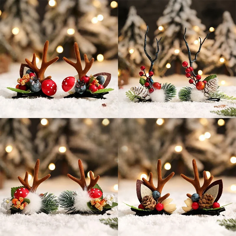 Wholesale Christmas Cute Antler Elk Glowing Plastic Hairpins