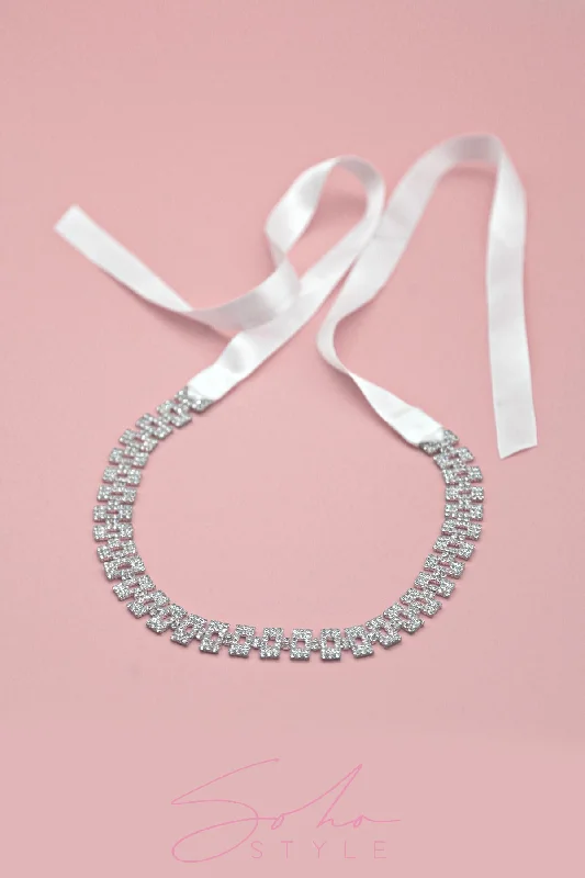 Diamond Encrusted Silver Plate Headband