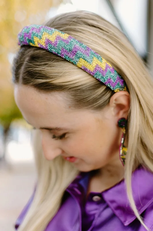 Mardi Gras Crystal Zig Headband