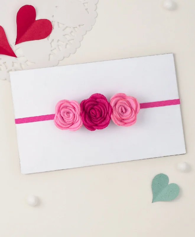 Felt Three Flower Headband - Pink