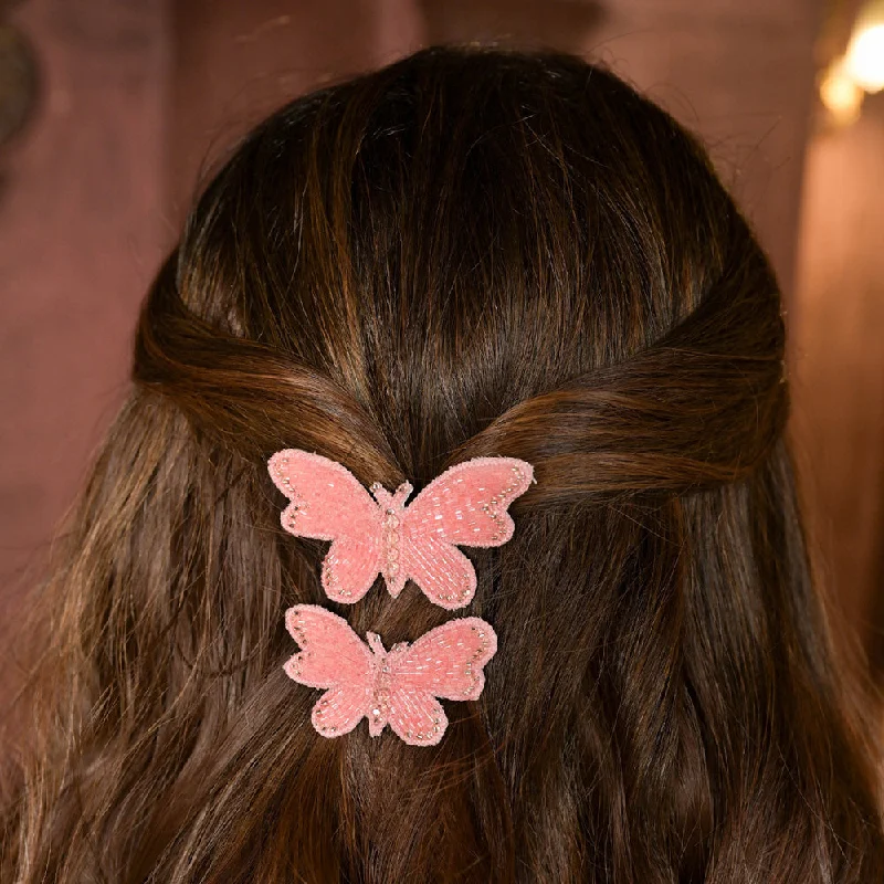 Butterfly Hair Pins - Set of 2 - Peach