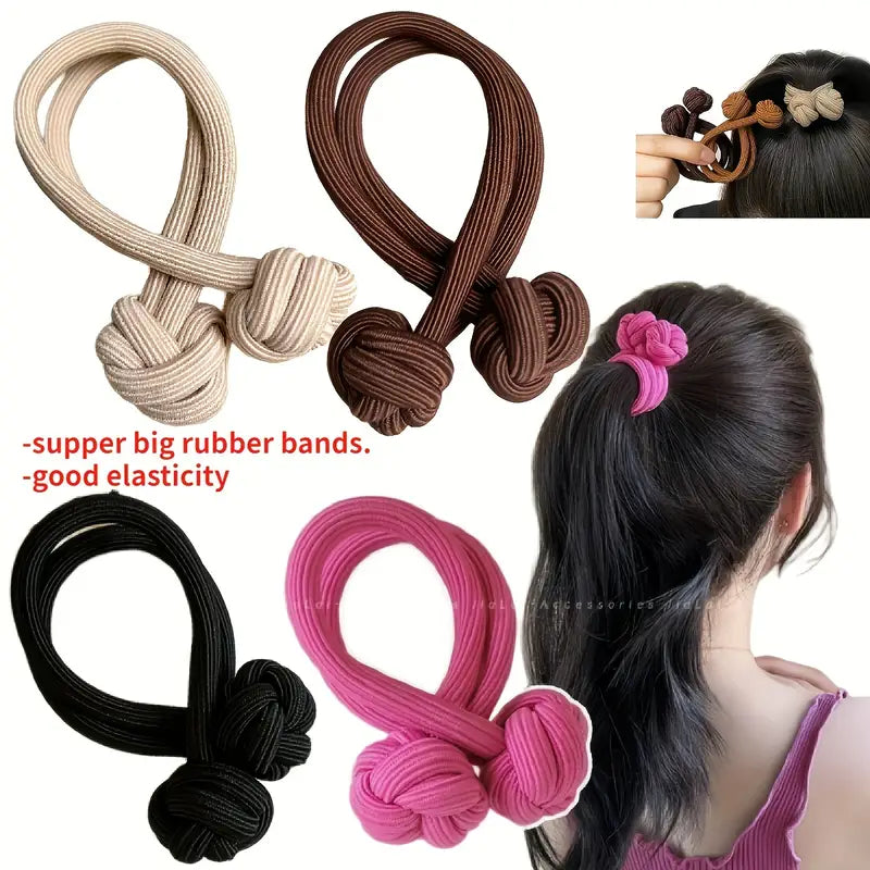 (Pack of 4) Knotted Hair Tie High Elasticity Hair Rope