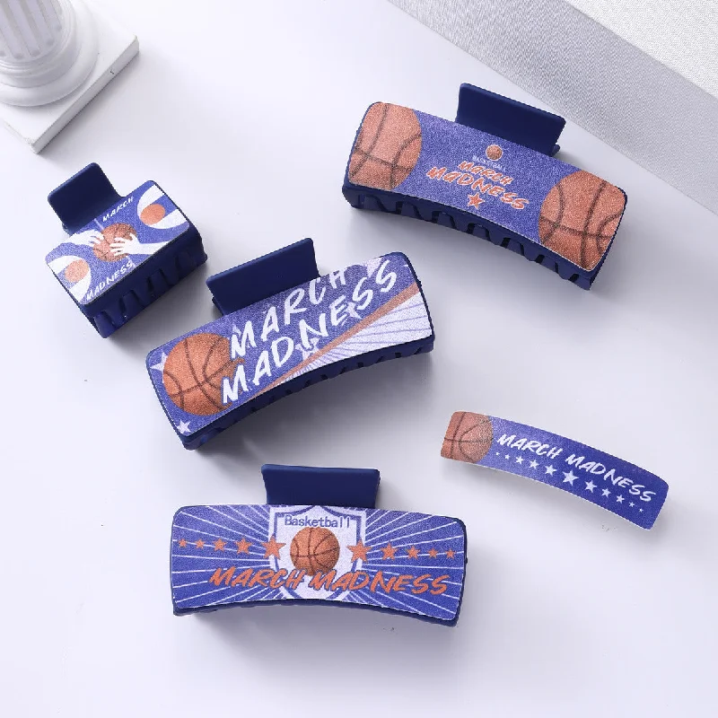 Wholesale Basketball Blue PU Leather Hair Clip