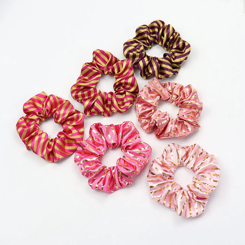 Wholesale Striped Cloth Hair Scrunchies