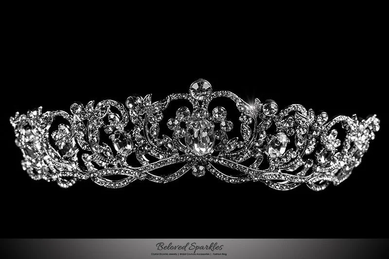 Dextra Victorian Statement SilverTiara | Swarovski Crystal