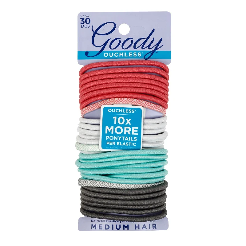 Goody Ouchless Hair Ponytail Holders Assorted Color 30pcs