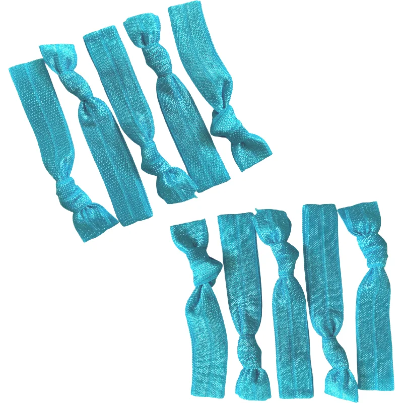 Teal Ribbon Hair Ties - 10