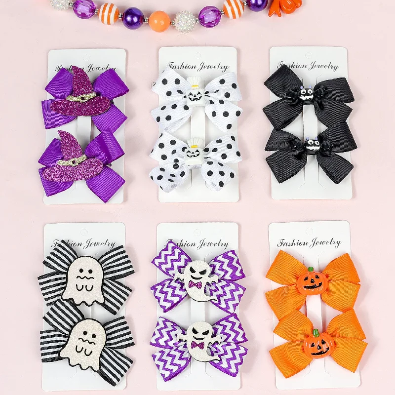 Wholesale Halloween Double Bow Duckbill Children's Hair Clip