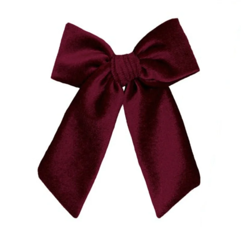 Velvet Sash Bow Clip - Small