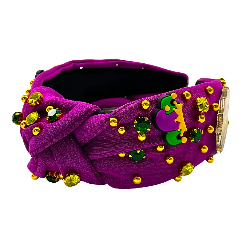 Purple Mardi Gras Charms and Rhinestone Headband (Each)