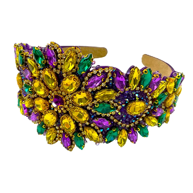 Mardi Gras Headband with Purple, Green, and Gold Rhinestones (Each)