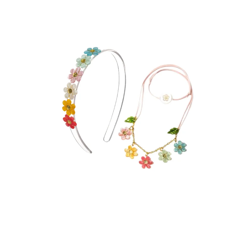 Colorful Flowers Headband & Necklace Combo