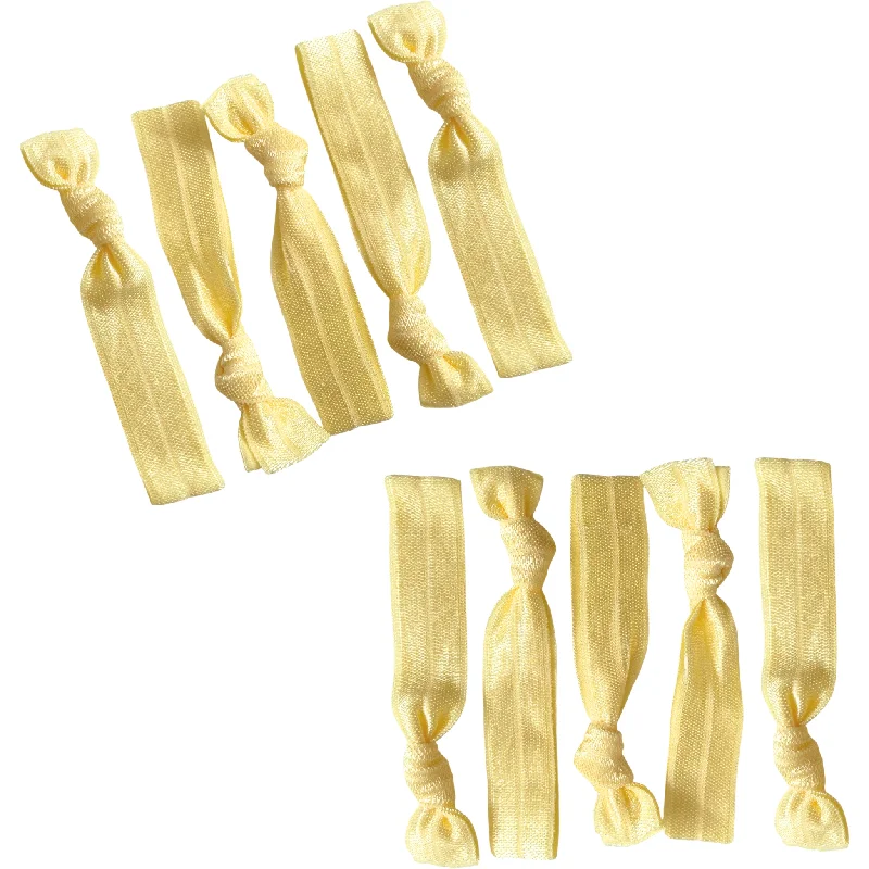 Light Yellow Ribbon Hair Ties - 10