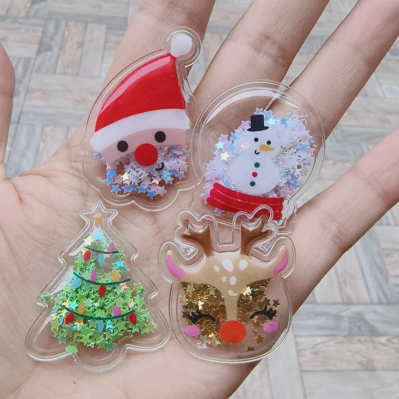 Wholesale Cartoon Quicksand Christmas PVC Quicksand Christmas Children's Hair Clip DIY Accessories