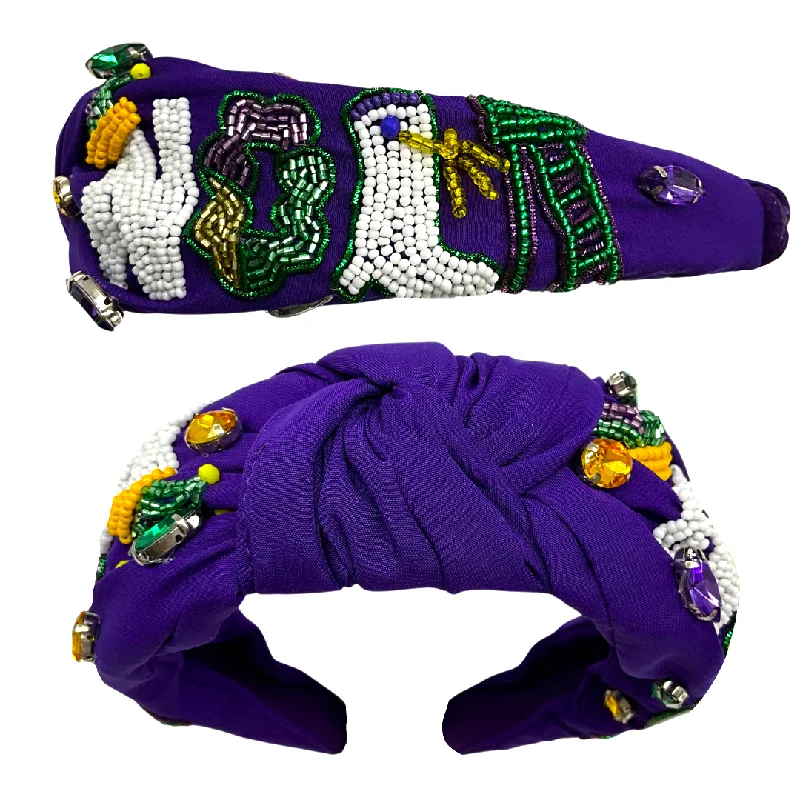 Purple Nola Beaded Knot Headband (Each)