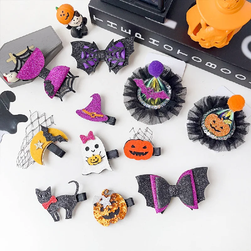 Wholesale Halloween Funny Pumpkin Ghost Bat Side Clip Top Clip