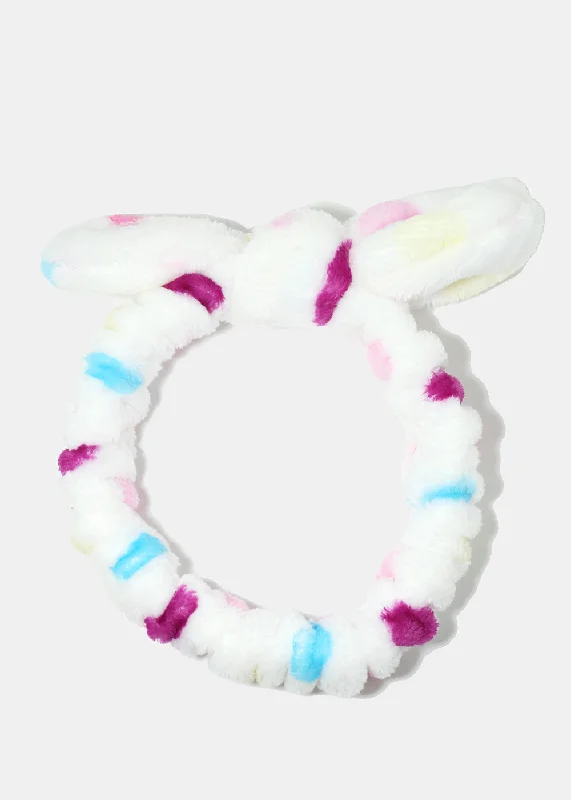 Polka Dot Bow Fuzzy Headband