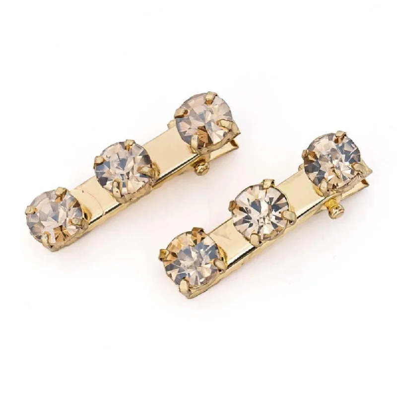 Set of 2 Crystal Hair Pins - Gold