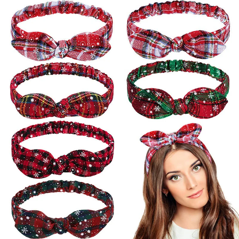 Wholesale Christmas Fabric Plaid Hair Ties