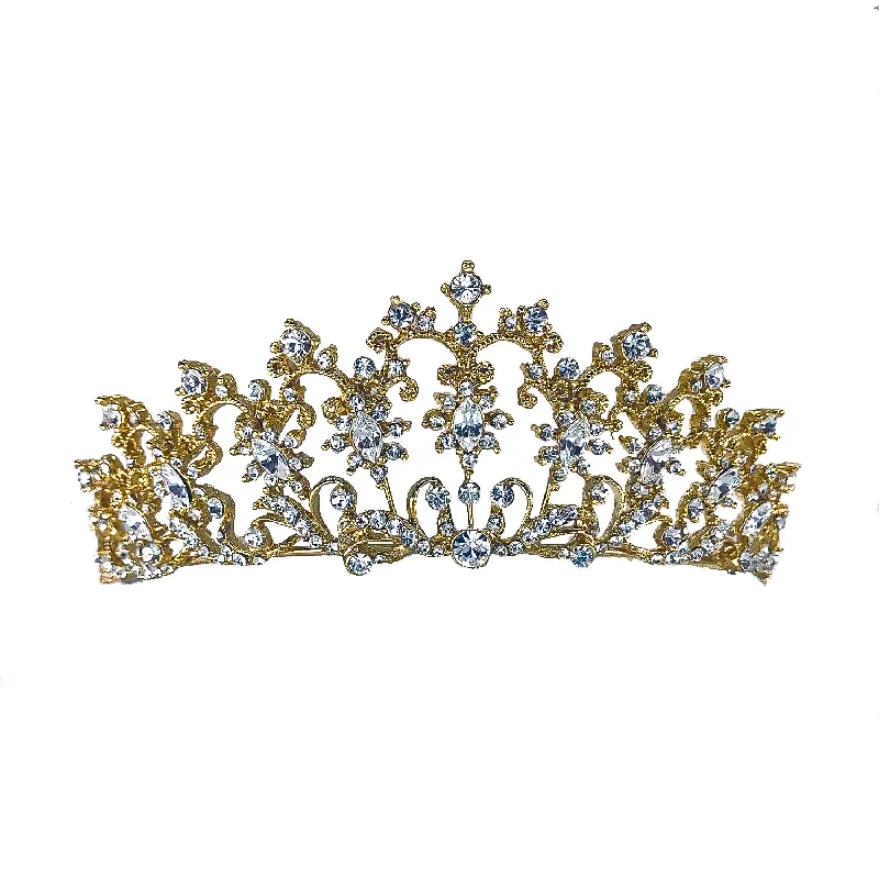 Lynette Vintage Filigree Crystal Gold Tiara