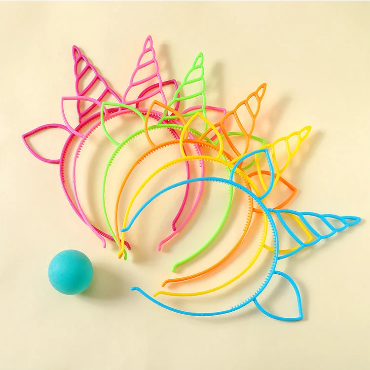 Wholesale Kids Candy Color Unicorn Plastic Headband